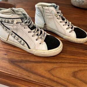 Vintage Havana White and Black High-Top Sneakers